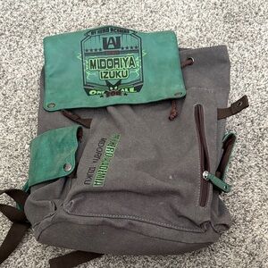 Midoriya Izuku Green and Gray Canvas Backpack My Hero Academia